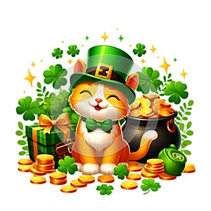 St Patrickâs Day Cats Clipart. generative ai